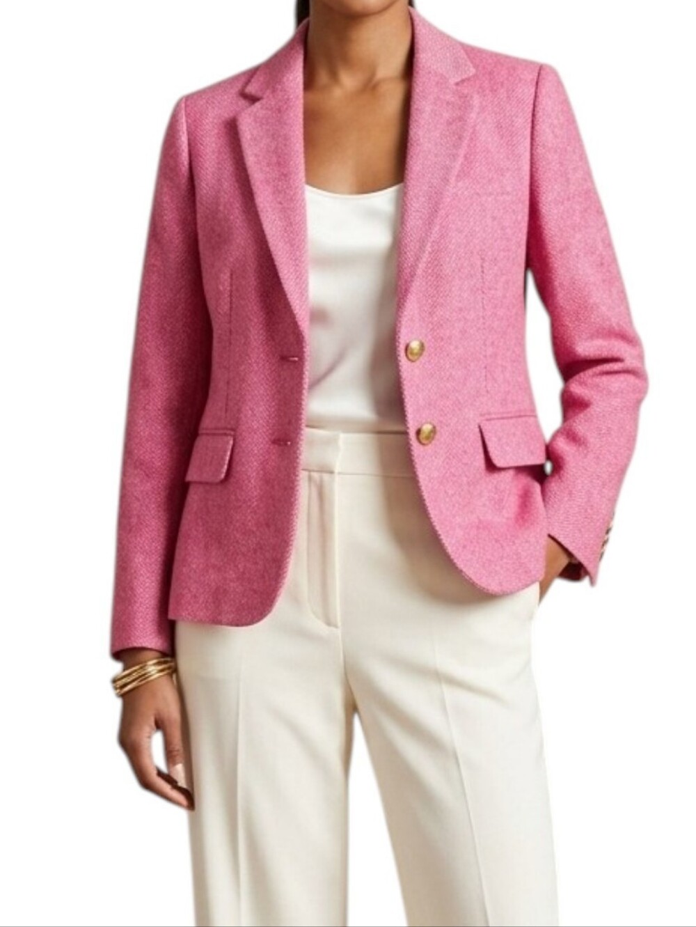 J.Crew Pink Herringbone Wool Blend Blazer NWT 6P Gold Crest Buttons $228